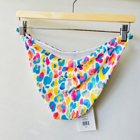 Onia NWT Alexa Watercolor triangle bikini bottom, White/blue/pink, Size XL - Picture 4 of 8